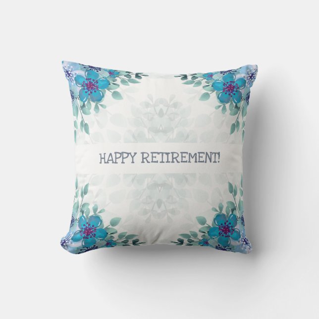 Custom Name Elegant Retirement Keepsake Floral Cushion (Front)