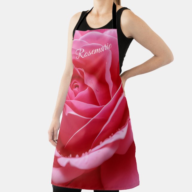 Custom Name Elegant Rose Flower  Apron (Insitu)