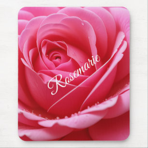 Custom Name Elegant Rose Flower  Mouse Pad