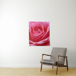 Custom Name Elegant Rose Flower  Tapestry