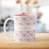 Custom Name Elegant Vintage Floral Blush Pink Bows
