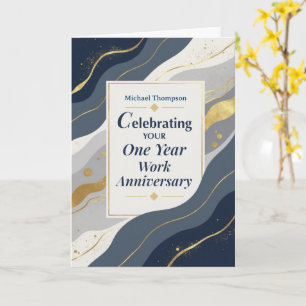 Custom Name Employee One Year Work Anniversary Card