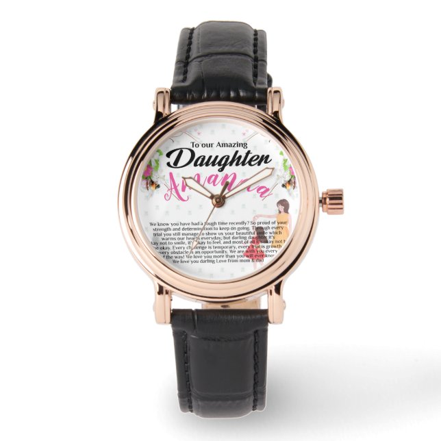 Custom Name Encouraging Message for Daughter Watch (Front)