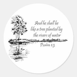 Custom Name Encouraging Scripture Psalm 1:3  Classic Round Sticker