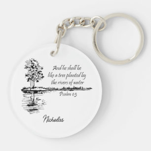 Custom Name Encouraging Scripture Psalm 1:3  Key Ring