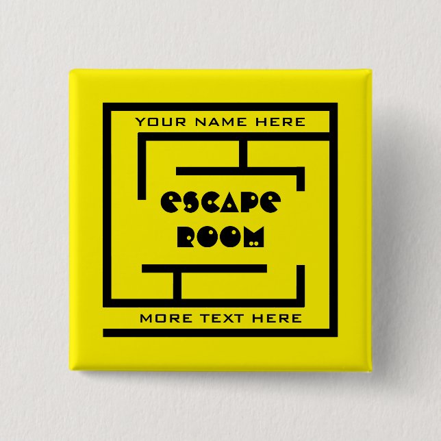 Custom name Escape Room Button with labyrinth logo (Front)