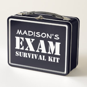 Custom Name EXAM SURVIVAL KIT Metal Lunch Box