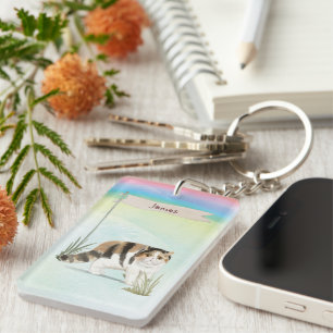 Custom Name Exotic Short Hair Cat Pet Key Ring