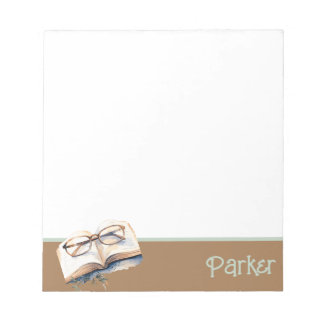 Custom Name Eyeglasses Reading Book Notepad