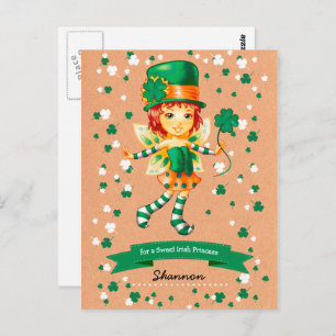 Custom Name Fairy Irish Girl St. Patrick's Day  Postcard