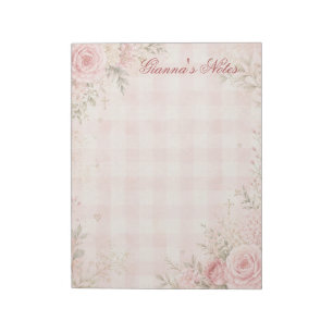 Custom Name Faith Floral Gingham Notepad