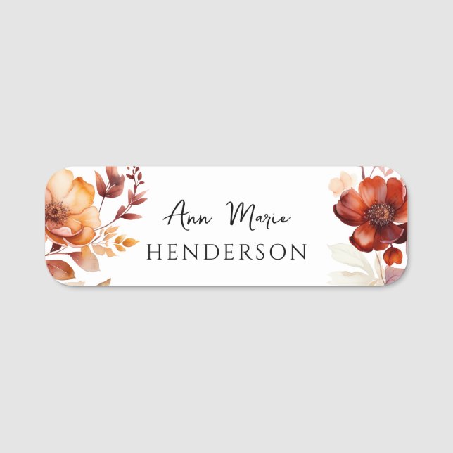 Custom Name Fall Wildflower  Tag (Front)