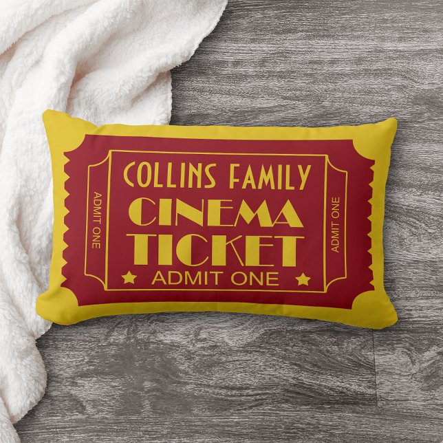 Custom Name Family Cinema Ticket Lumbar Cushion (Creator Uploaded)