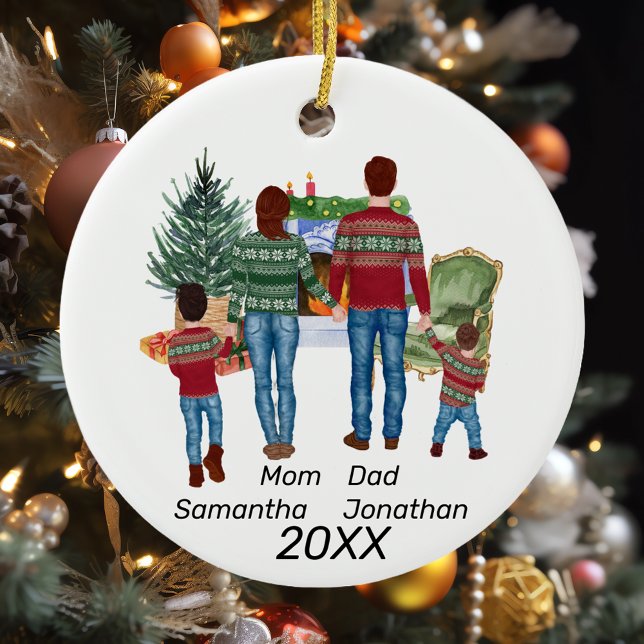 Custom Name  Family Personalised Watercolor Ceramic Ornament (Creator Uploaded)
