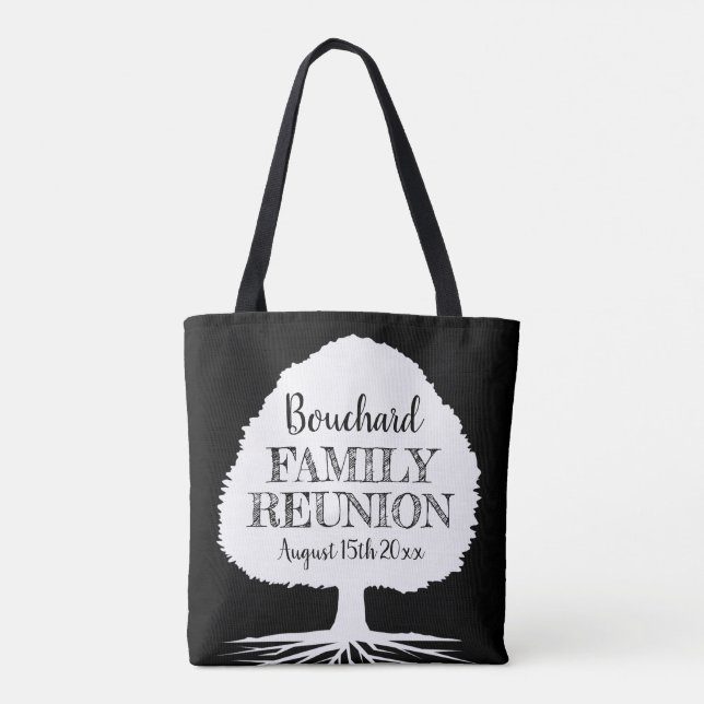Custom name family reunion tree silhouette tote bag (Back)