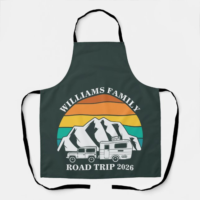 custom name family vacation mountain Road Trip Apron (Front)