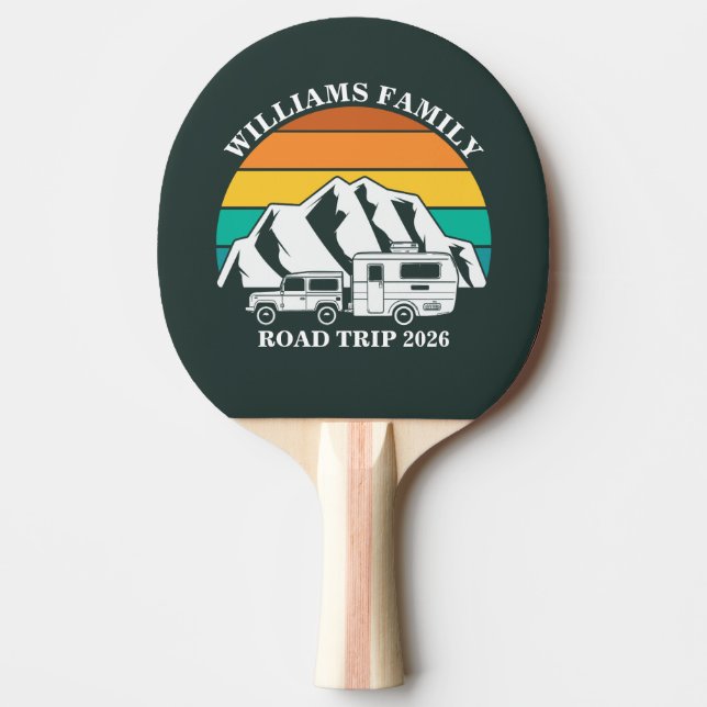 custom name family vacation mountain Road Trip Ping Pong Paddle (Front)