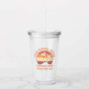Custom Name Family Vacation Summer Beach Trip Acrylic Tumbler