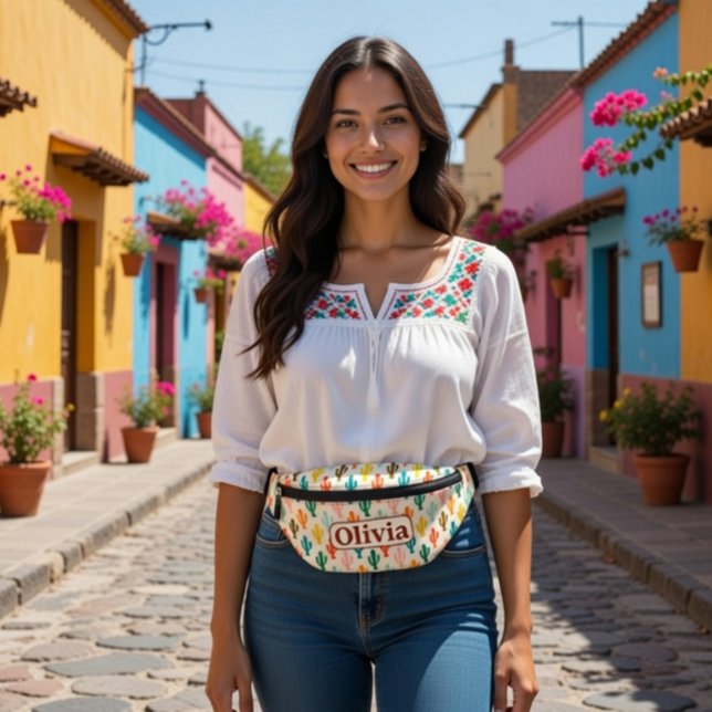 Custom Name Fanny Pack with Colourful Cacti (Creator Uploaded)