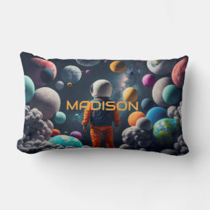 Custom Name Fantasy Space Kid Lumbar Cushion