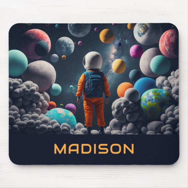 Custom Name Fantasy Space Kid Mouse Pad (Front)