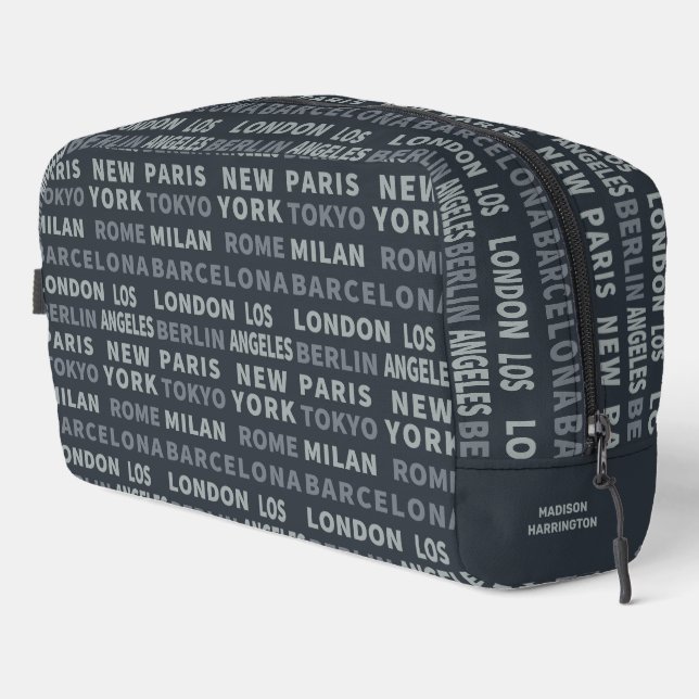 Custom Name Fashion Cities Dopp Kit (Right Corner)