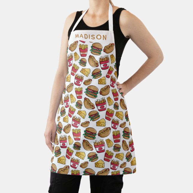Custom name Fast Food Pattern aprons (Insitu)