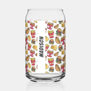 Custom Name Fast Food Pattern Can Glass