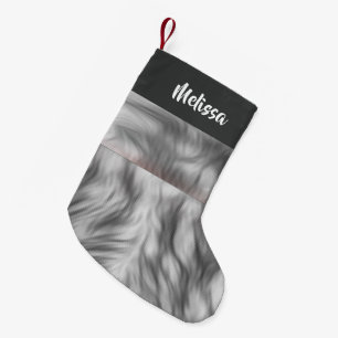 Custom name faux fur small christmas stocking