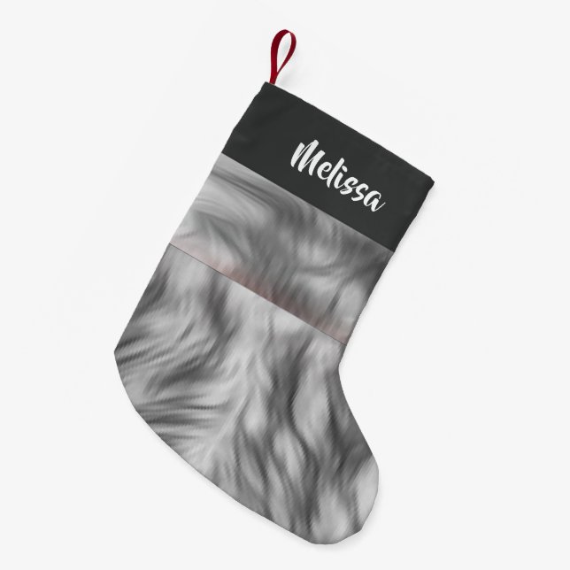 Custom name faux fur  small christmas stocking (Front (Hanging))