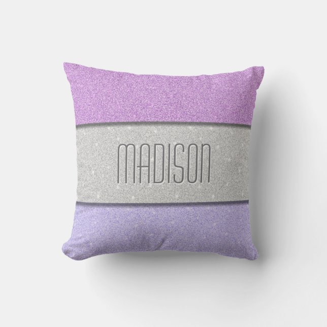 Custom Name Faux Glitter Bling Cushion (Front)
