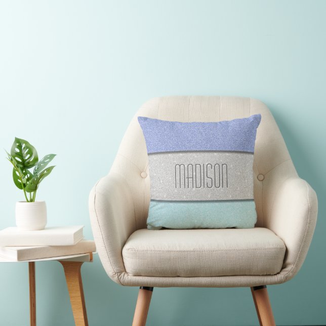 Custom Name Faux Glitter Bling Cushion (Chair)