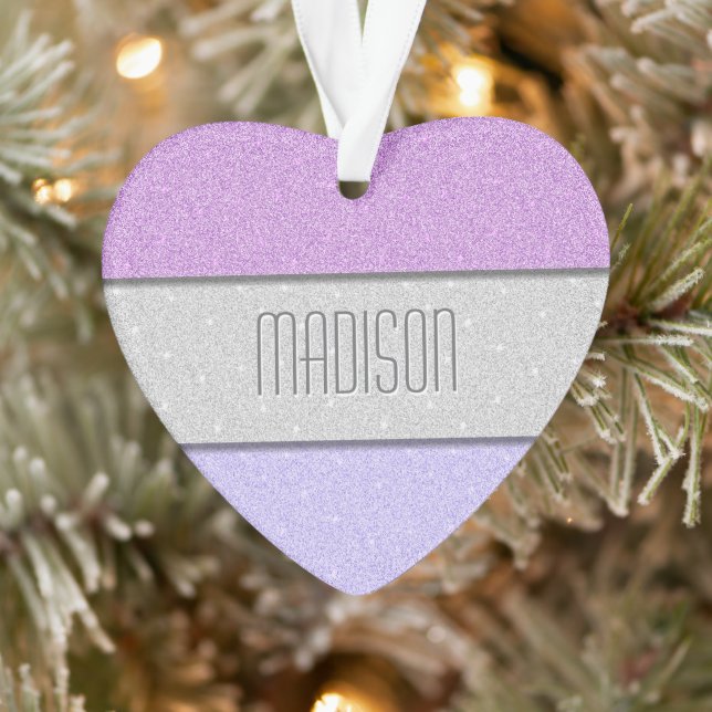 Custom Name Faux Glitter Bling Ornament (Tree)