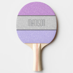Custom Name Faux Glitter Bling Ping Pong Paddle