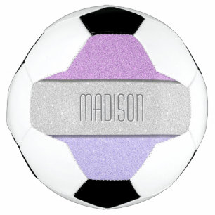 Custom Name Faux Glitter Bling Soccer Ball