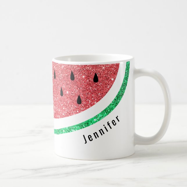 custom name faux glitter watermelon coffee mug (Right)