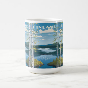 Custom Name Finland Nature Illustration Coffee Mug