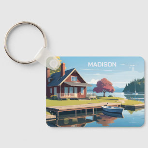 Custom Name Finland Nature Illustration Key Ring