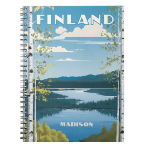 Custom Name Finland Nature Illustration Notebook