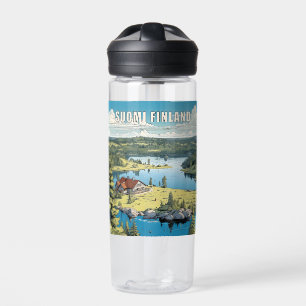 Custom Name Finland Nature Illustration Water Bottle
