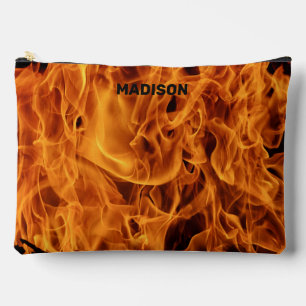 Custom Name Fire Flames Accessory Pouch