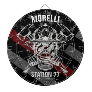 Custom NAME Firefighter Fire Department Station Dartboard
