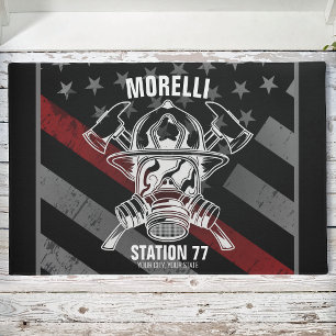 Custom NAME Firefighter Fire Department Station Doormat