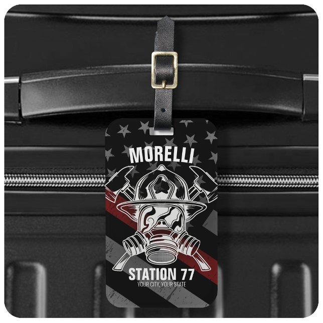 Custom NAME Firefighter Fire Department Station Luggage Tag (Creator Uploaded)