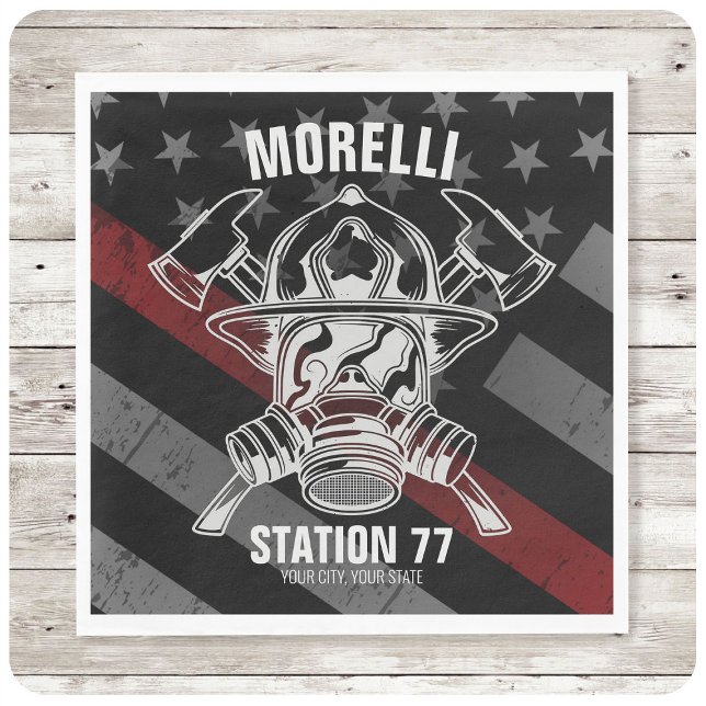 Custom NAME Firefighter Fire Department Station Napkin (Creator Uploaded)
