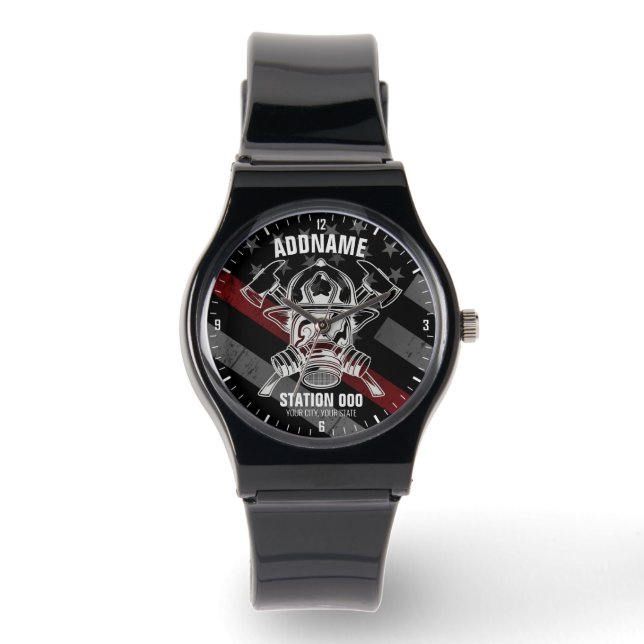 Custom NAME Firefighter Fire Department Station Watch (Front)