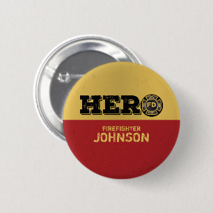 Custom Name, Firefighter Hero 6 Cm Round Badge