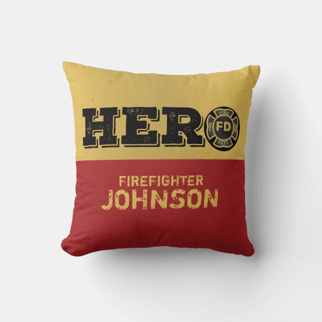 Custom Name, Firefighter Hero Cushion (Front)