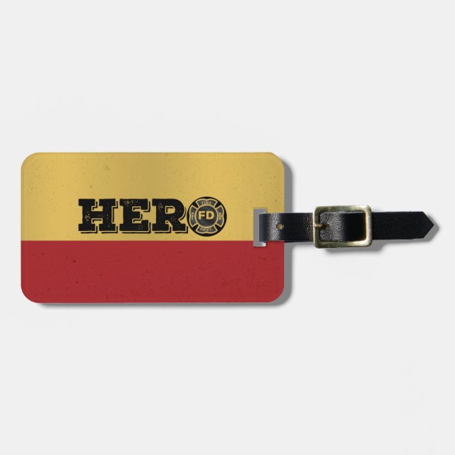 Custom Name, Firefighter Hero Luggage Tag (Front Horizontal)