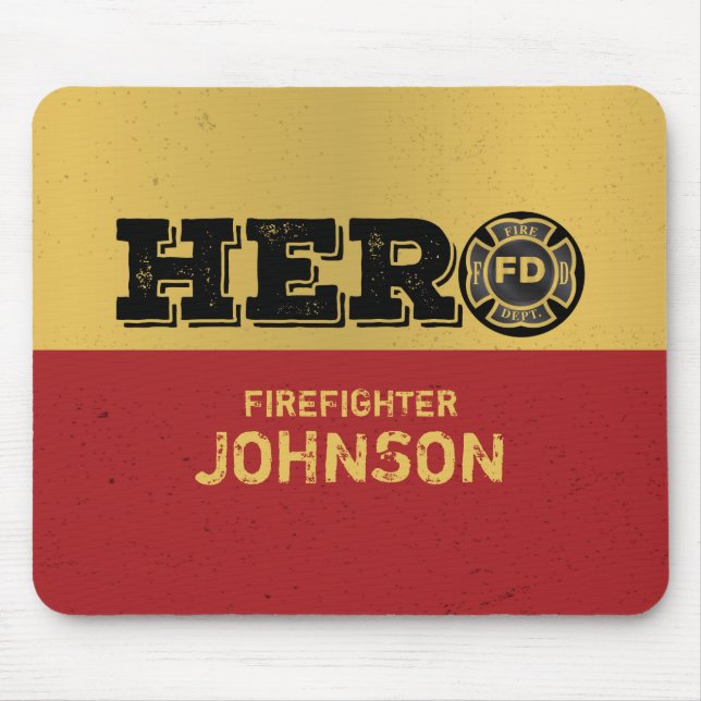 Custom Name, Firefighter Hero Mouse Pad (Front)